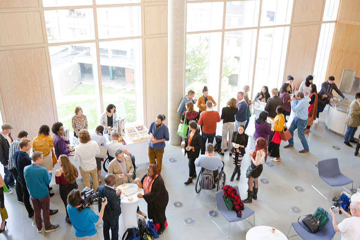 People talking during conference break